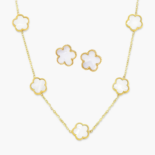 Conjunto Trevo Colors em Ouro 18k