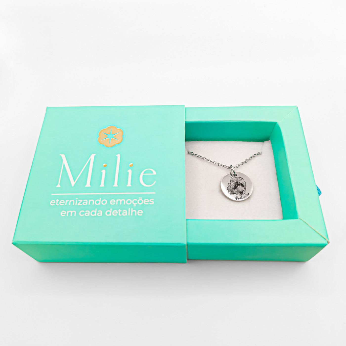 Colar com Pingente Redondo 15mm com Foto Personalizada em Aço Inox Premium - Milie