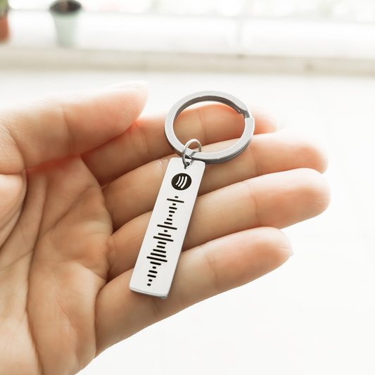 Chaveiro com Pingente QR Code Música Spotify Personalizado em Aço Inox Premium