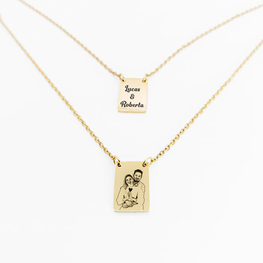 Colar Escapulário com Foto Personalizada em Aço Inox Premium