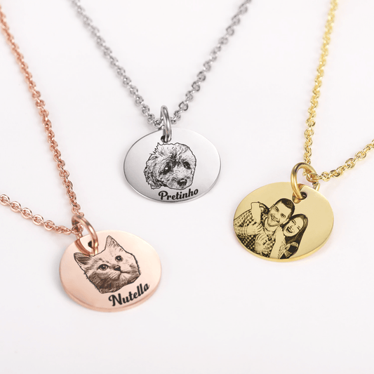 Colar com Pingente Redondo 15mm com Foto Personalizada em Aço Inox Premium - Milie