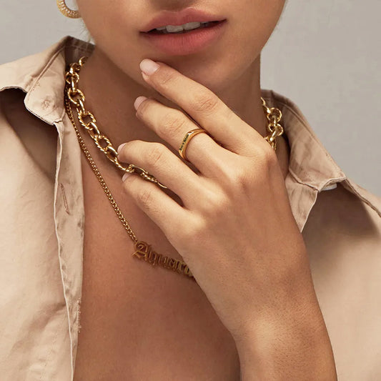 Anel Retangular Light Personalizado em Aço Inox Premium