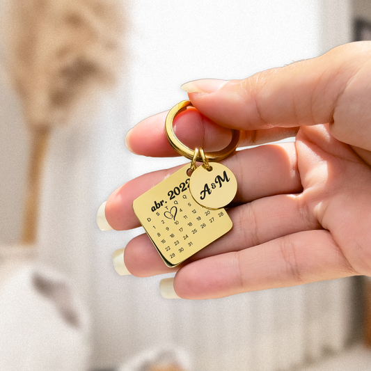 Chaveiro de Calendário com Data Especial + Pingente Personalizado em Aço Inox Premium