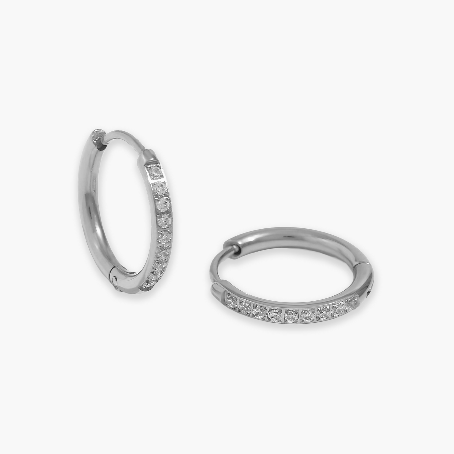 Brincos Orbit Mini Argola em Ouro 18k ou Prata com Zircônias