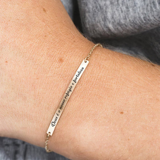 Pulseira Tag Inox Personalizada com Nome em Aço Inox Premium