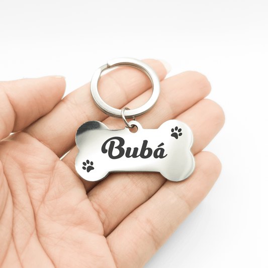 Tag de Identificação Pet Ossinho Personalizada Premium Inox - Milie