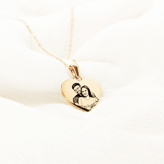 Colar com Pingente de Coração com Foto Personalizada em Aço Inox Premium - Milie