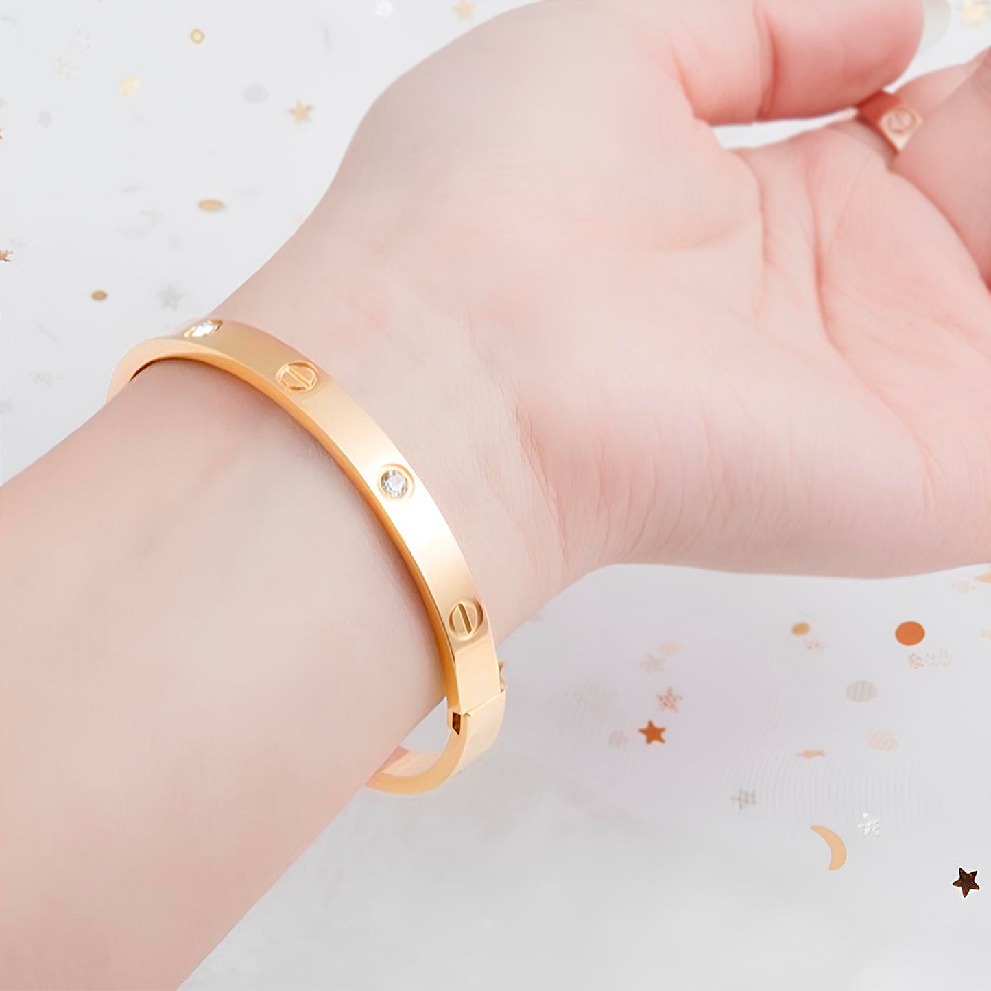 Bracelete Rígido Zion em Ouro 18k ou Prata com Zircônias