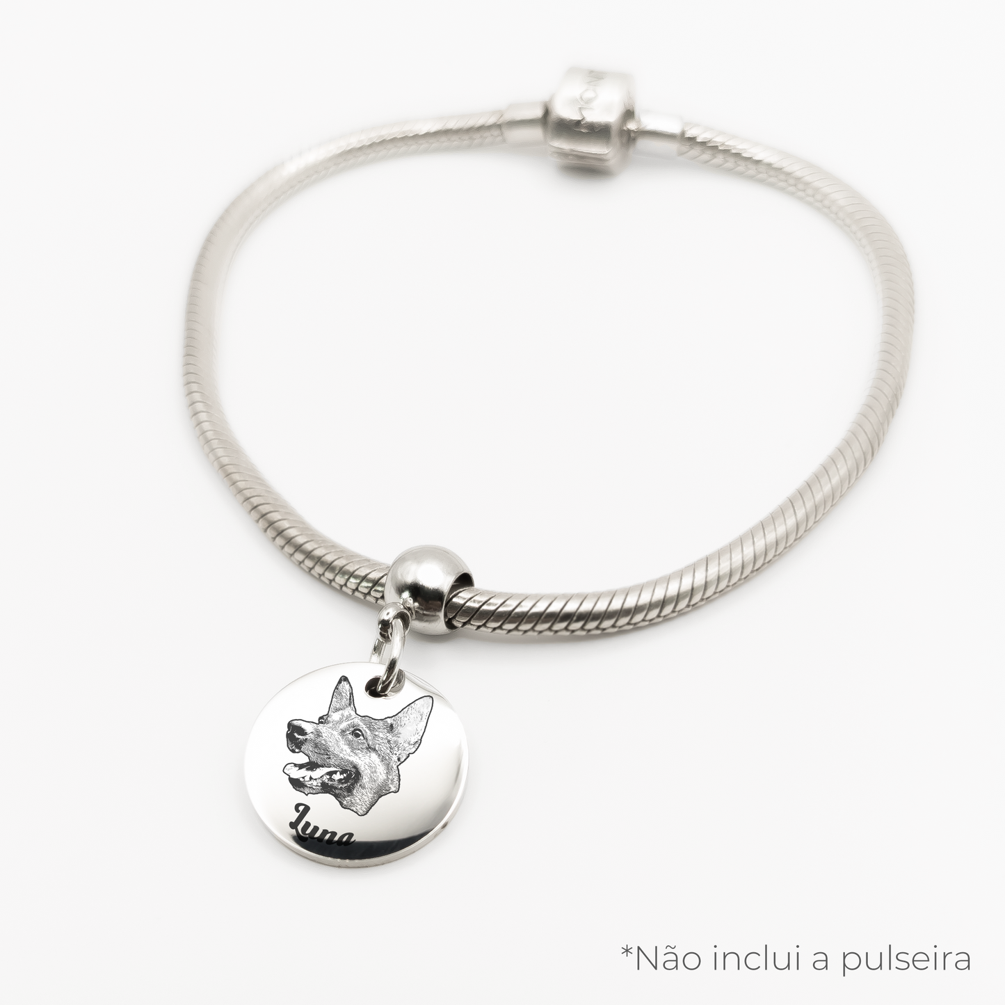 Pingente Berloque Charm Redondo para Pulseiras Personalizado em Aço Inox Premium