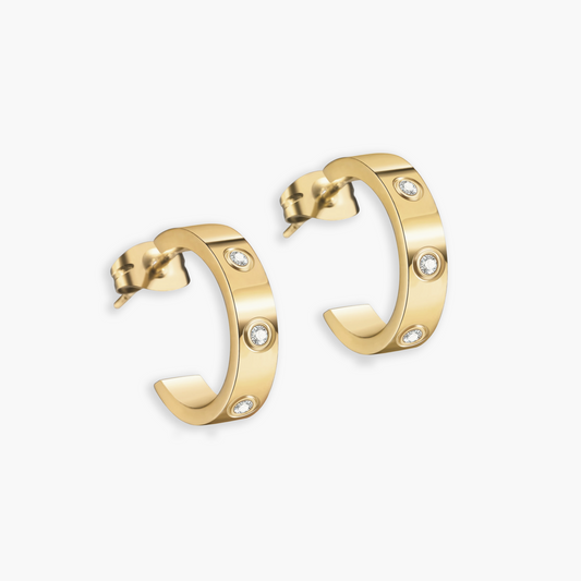 Brincos Saiph de Argola Aberta em Ouro 18k ou Prata com Zircônias