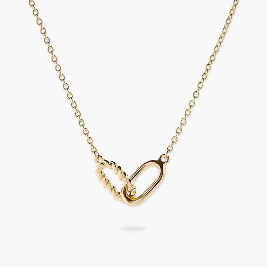 Colar Duo Loop com Elos Entrelaçados em Ouro 18k ou Prata