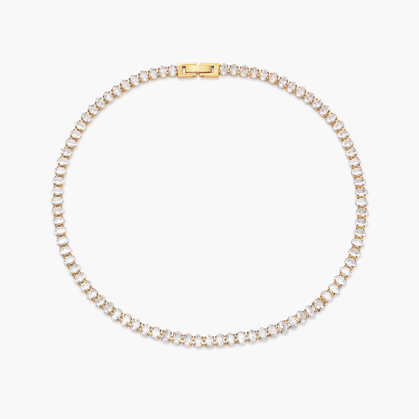 Colar Choker Riviera em Ouro 18k ou Prata Cravejado com Pedras de Zircônia