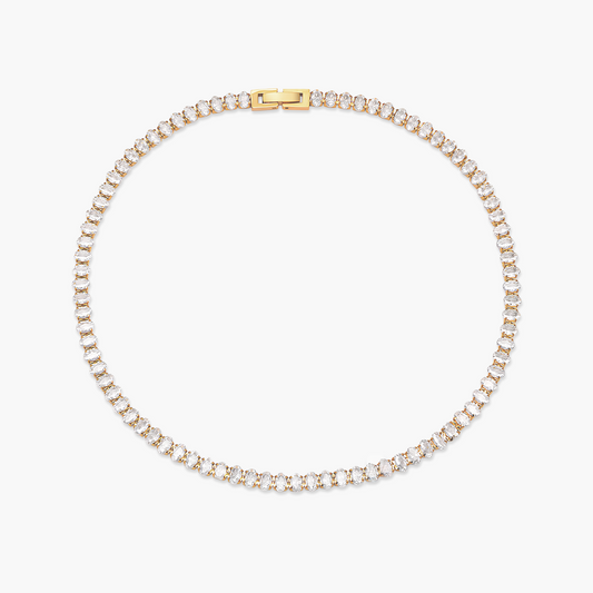 Colar Choker Riviera em Ouro 18k ou Prata Cravejado com Pedras de Zircônia