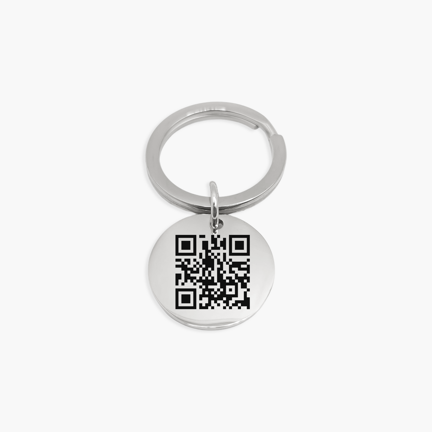 Chaveiro com Pingente 25mm QR Code Áudio Eternizado Personalizado em Aço Inox Premium