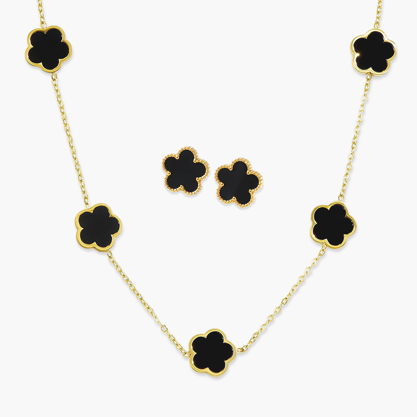 Conjunto Trevo Colors em Ouro 18k