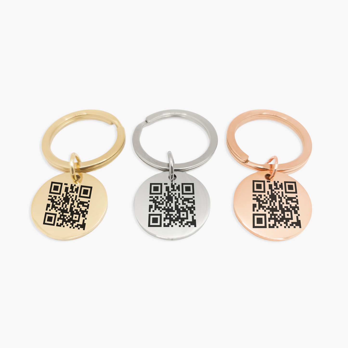 Chaveiro com Pingente 25mm QR Code Áudio Eternizado Personalizado em Aço Inox Premium