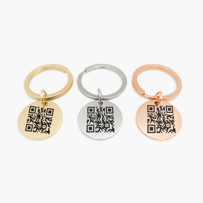Chaveiro com Pingente 25mm QR Code Áudio Eternizado Personalizado em Aço Inox Premium