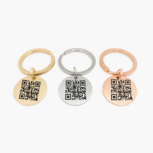 Chaveiro com Pingente 25mm QR Code Áudio Eternizado Personalizado em Aço Inox Premium