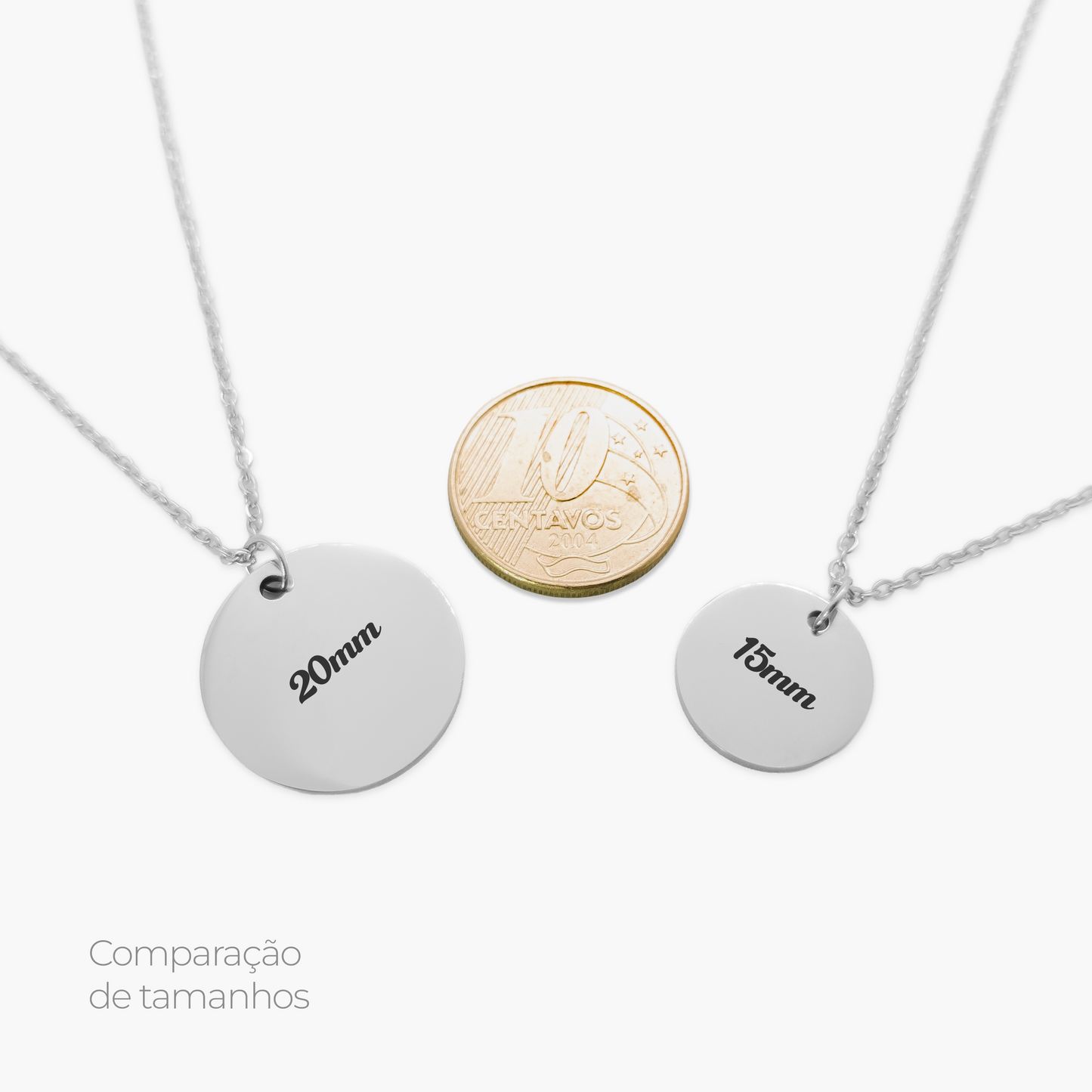 Colar com Pingente Redondo 20mm Personalizado em Aço Inox Premium