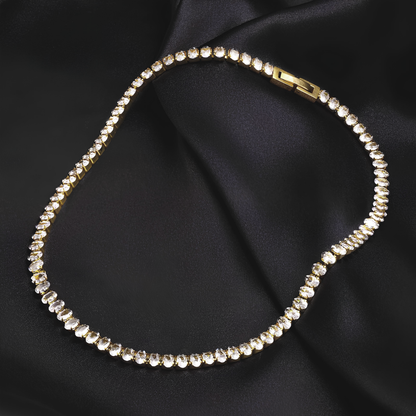 Colar Choker Riviera em Ouro 18k ou Prata Cravejado com Pedras de Zircônia