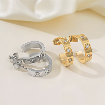 Brincos Saiph de Argola Aberta em Ouro 18k ou Prata com Zircônias
