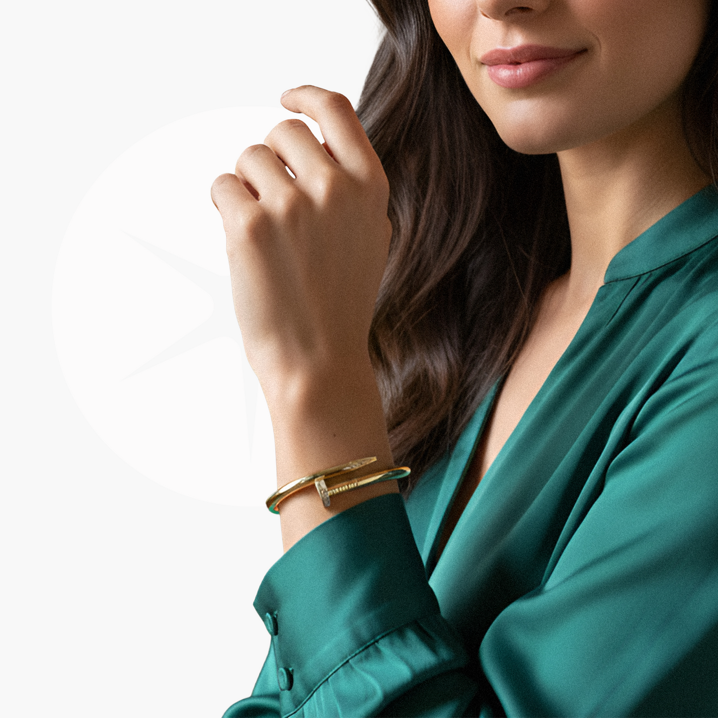 Bracelete Clavus Arc Formato de Prego em Ouro 18k ou Prata com Zircônias