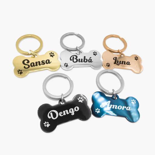 Tag de Identificação Pet Ossinho Personalizada Premium Inox