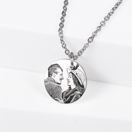 Colar com Pingente Redondo 20mm Personalizado em Aço Inox Premium