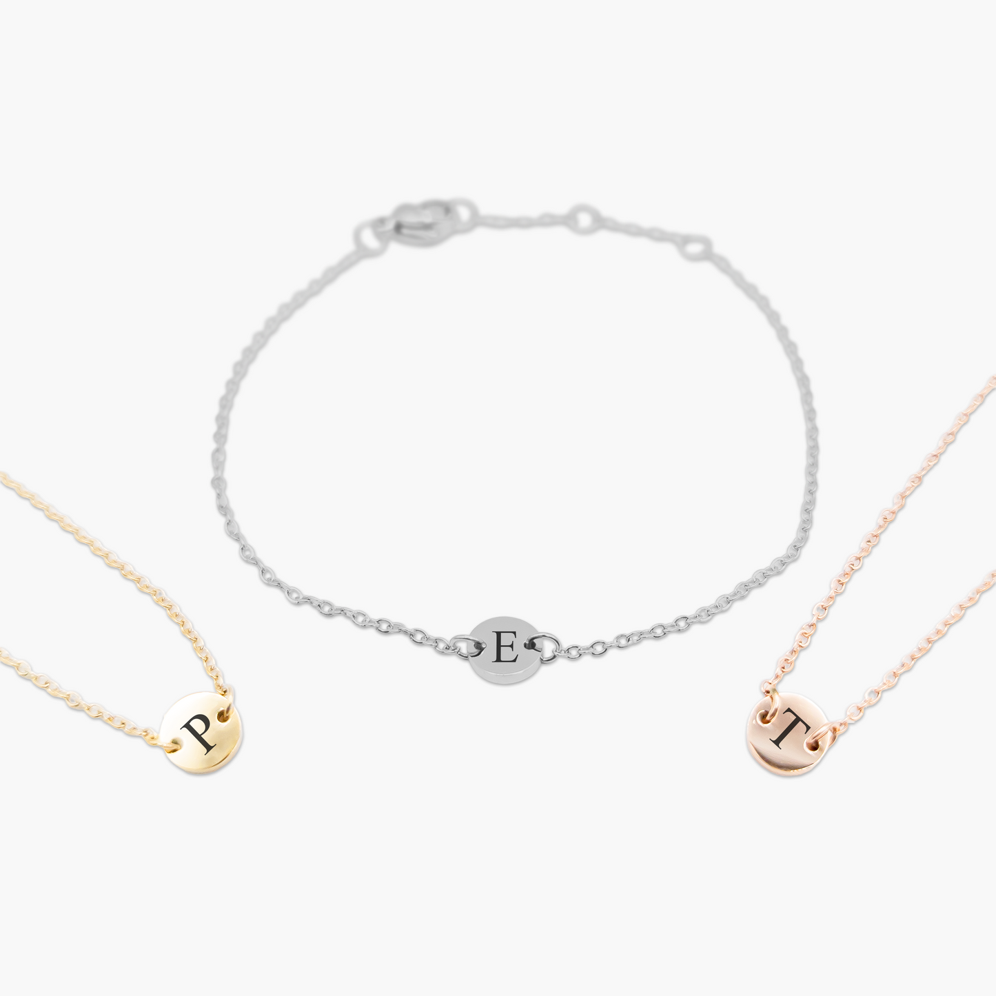 Pulseira Mini Personalizada com Letra em Aço Inox Premium