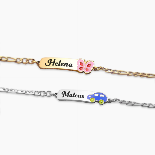 Pulseira Infantil Personalizada com Nome em Aço Inox Premium
