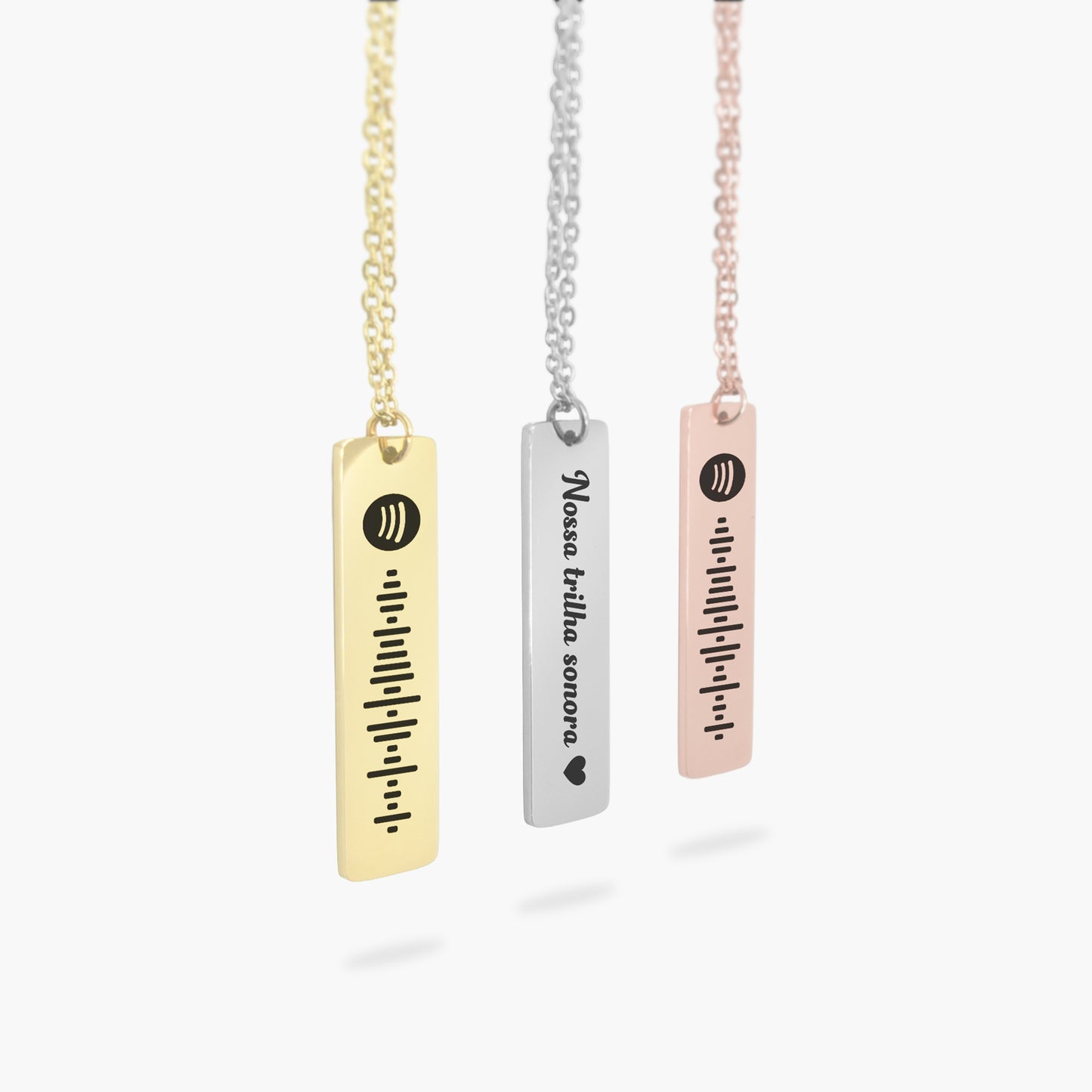 Colar com Pingente QR Code Música Spotify Personalizado em Aço Inox Premium