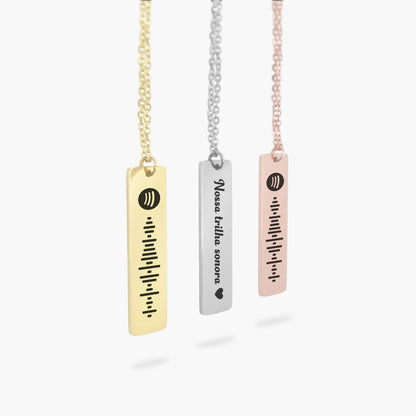 Colar com Pingente QR Code Música Spotify Personalizado em Aço Inox Premium