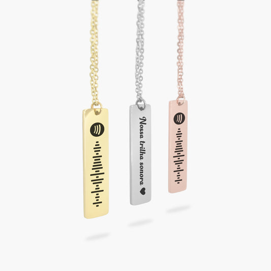 Colar com Pingente QR Code Música Spotify Personalizado em Aço Inox Premium