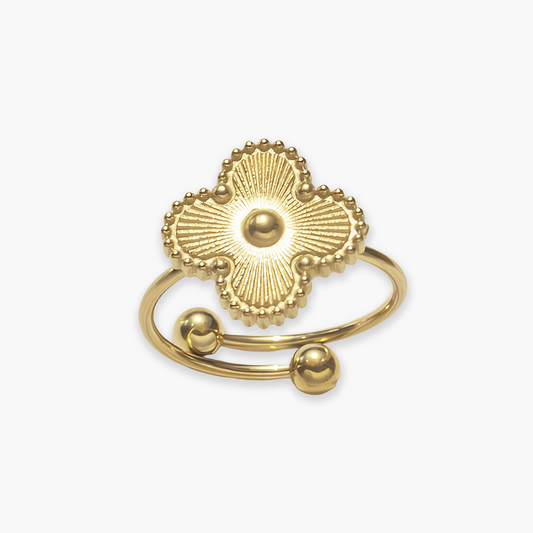 Anel Trevo Shine com Tamanho Regulável em Ouro 18k