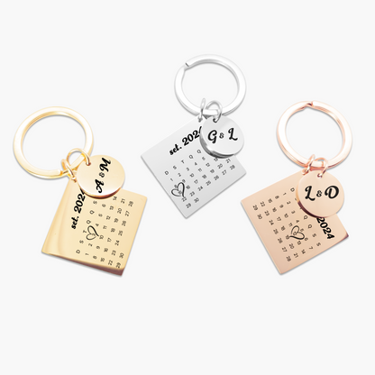 Chaveiro de Calendário com Data Especial + Pingente Personalizado em Aço Inox Premium