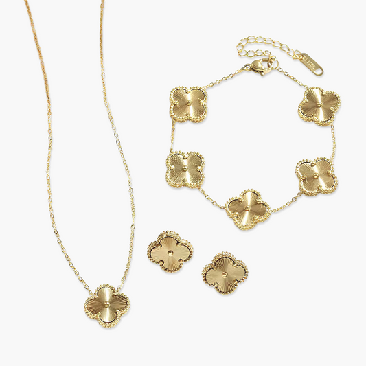 Conjunto Trevo Shine em Ouro 18k