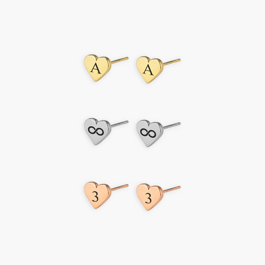 Brincos Mini Coração 7mm Personalizado em Aço Inox Premium