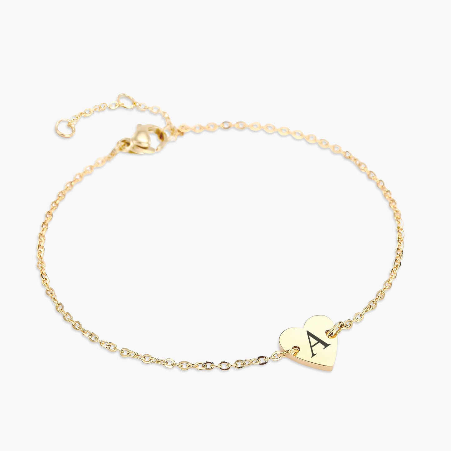 Pulseira Mini Coração Personalizada com Letra em Aço Inox Premium