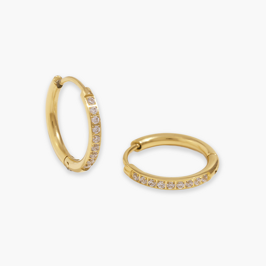 Brincos Orbit Mini Argola em Ouro 18k ou Prata com Zircônias
