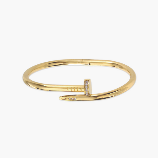 Bracelete Clavus Arc Formato de Prego em Ouro 18k ou Prata com Zircônias