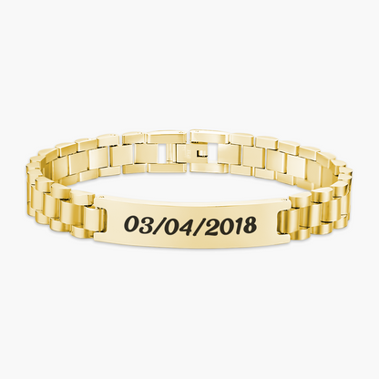 Pulseira de Aço Inox Ajustável Personalizada com Nome ou Frase em Aço Inox Premium