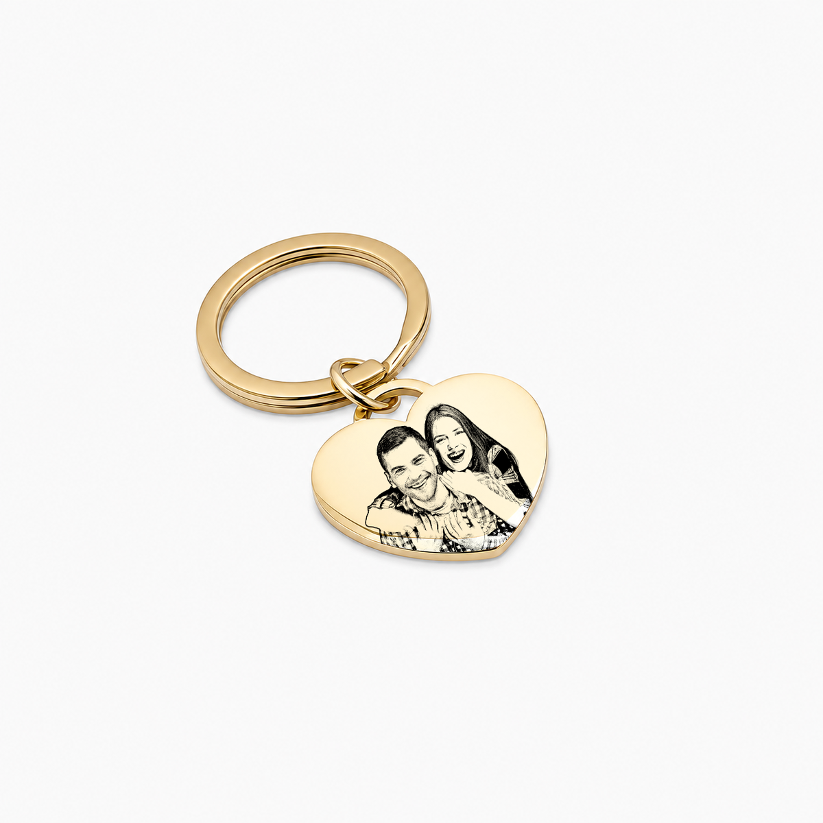 Chaveiro com Pingente de Coração com Foto Personalizada em Aço Inox Premium