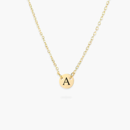 Gargantilha Mini Pingente Redondo com Letra Personalizada em Aço Inox Premium