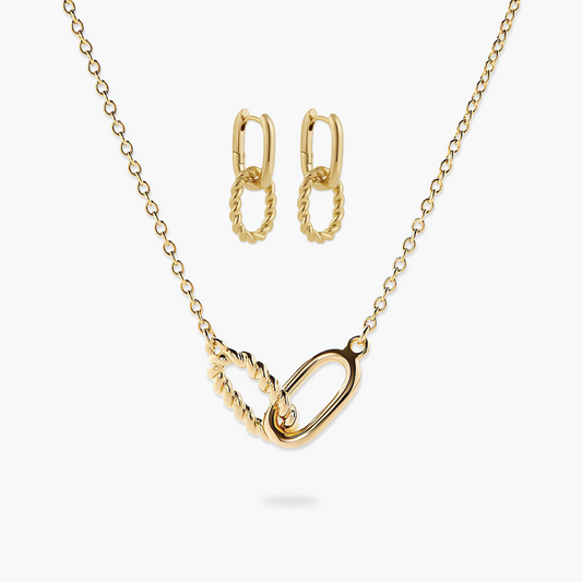 Conjunto Duo Loop com Elos Entrelaçados em Ouro 18k ou Prata