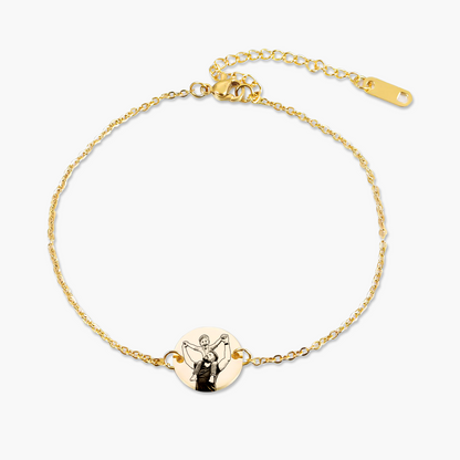 Pulseira Pingente Redondo com Foto Personalizada Aço Inox Premium
