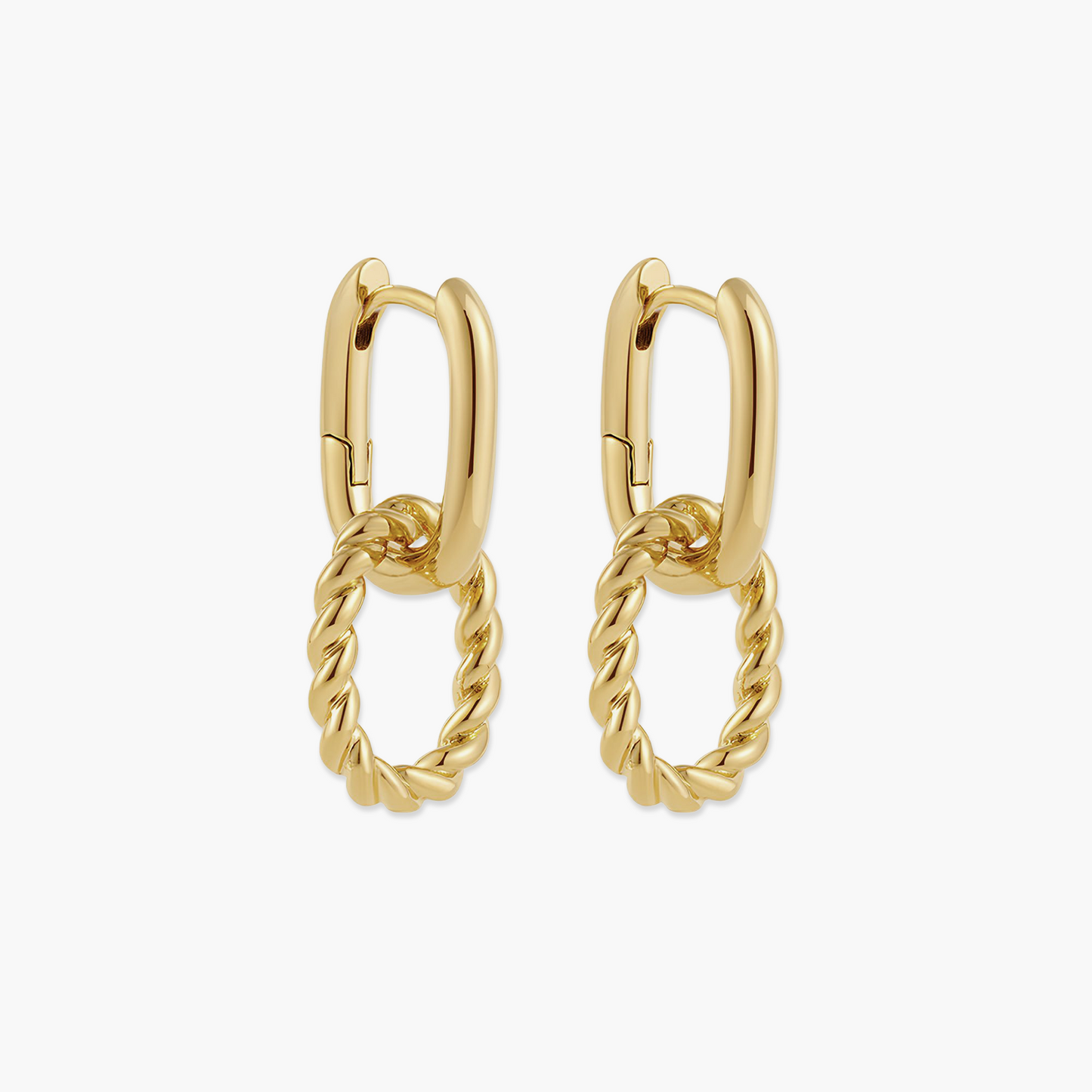 Brincos Duo Loop com Elos Entrelaçados em Ouro 18k ou Prata