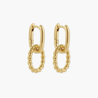 Brincos Duo Loop com Elos Entrelaçados em Ouro 18k ou Prata