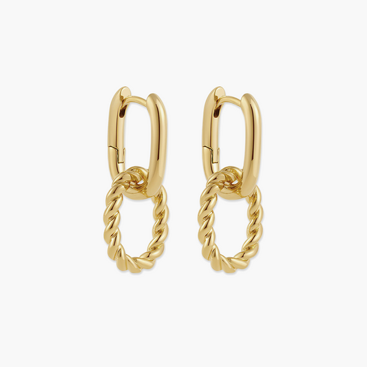 Brincos Duo Loop com Elos Entrelaçados em Ouro 18k ou Prata