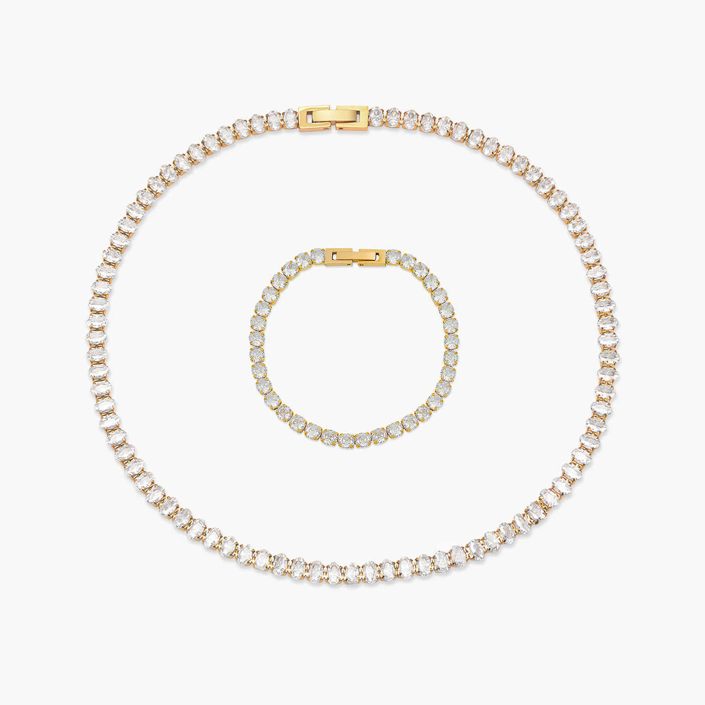 Conjunto Riviera em Ouro 18k ou Prata Cravejado com Pedras de Zircônia