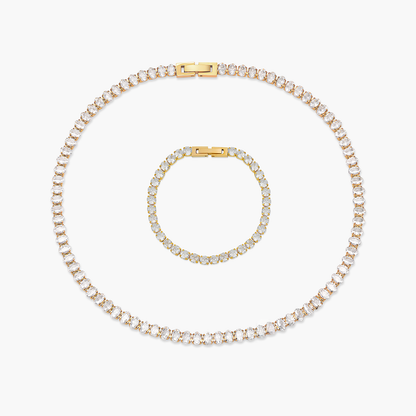 Conjunto Riviera em Ouro 18k ou Prata Cravejado com Pedras de Zircônia